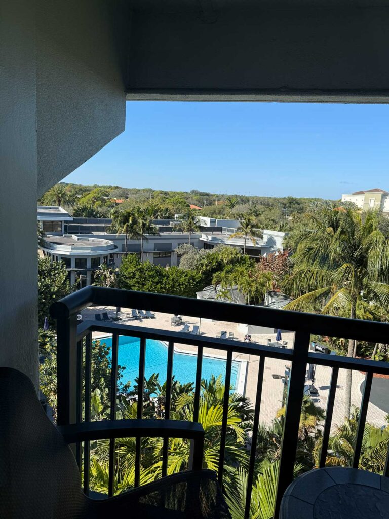 The pool as seen from a room at the DoubleTree by Hilton.
